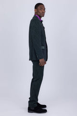 Barabas Wholesale Men's Cheetah Geometric Pattern Peak Lapel Suit 5SU33 Green