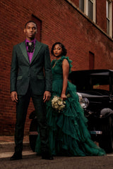 Barabas Wholesale Men's Cheetah Geometric Pattern Peak Lapel Suit 5SU33 Hunter Green