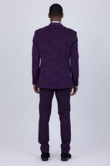 Barabas Wholesale Men's Cheetah Geometric Pattern Peak Lapel Suit 5SU33 Purple