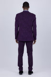 Barabas Wholesale Men's Cheetah Geometric Pattern Peak Lapel Suit 5SU33 Purple
