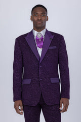 Barabas Wholesale Men's Cheetah Geometric Pattern Peak Lapel Suit 5SU33 Purple