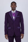 Barabas Wholesale Men's Cheetah Geometric Pattern Peak Lapel Suit 5SU33 Purple
