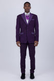 Barabas Wholesale Men's Cheetah Geometric Pattern Peak Lapel Suit 5SU33 Purple