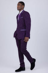 Barabas Wholesale Men's Cheetah Geometric Pattern Peak Lapel Suit 5SU33 Purple
