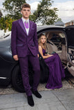 Barabas Wholesale Men's Cheetah Geometric Pattern Peak Lapel Suit 5SU33 Purple