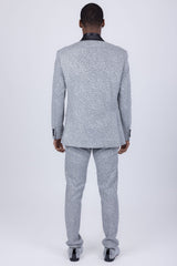 Barabas Wholesale Men's Cheetah Geometric Pattern Peak Lapel Suit 5SU33 Silver