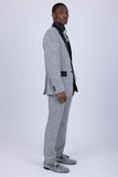 Barabas Wholesale Men's Cheetah Geometric Pattern Peak Lapel Suit 5SU33 Silver