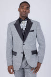Barabas Wholesale Men's Cheetah Geometric Pattern Peak Lapel Suit 5SU33 Silver