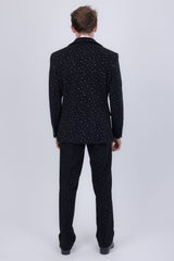 Barabas Wholesale Men's Geometric Polka Dots Pattern Notch Lapel Suit 5SU34 Black