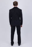 Barabas Wholesale Men's Geometric Polka Dots Pattern Notch Lapel Suit 5SU34 Black