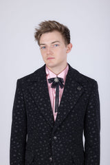 Barabas Wholesale Men's Geometric Polka Dots Pattern Notch Lapel Suit 5SU34 Black