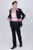 Barabas Wholesale Men's Geometric Polka Dots Pattern Notch Lapel Suit 5SU34 Black