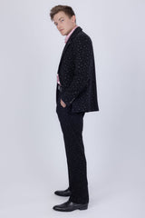 Barabas Wholesale Men's Geometric Polka Dots Pattern Notch Lapel Suit 5SU34 Black