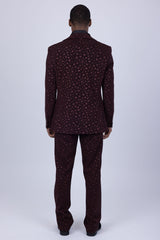 Barabas Wholesale Men's Geometric Polka Dots Pattern Notch Lapel Suit 5SU34 Brown