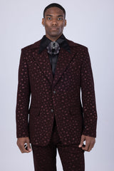 Barabas Wholesale Men's Geometric Polka Dots Pattern Notch Lapel Suit 5SU34 Chocolate