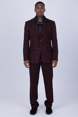 Barabas Wholesale Men's Geometric Polka Dots Pattern Notch Lapel Suit 5SU34 Chocolate