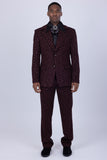 Barabas Wholesale Men's Geometric Polka Dots Pattern Notch Lapel Suit 5SU34 Chocolate