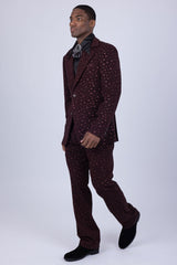 Barabas Wholesale Men's Geometric Polka Dots Pattern Notch Lapel Suit 5SU34 Brown