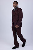 Barabas Wholesale Men's Geometric Polka Dots Pattern Notch Lapel Suit 5SU34 Brown