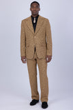 Barabas Wholesale Men's Geometric Polka Dots Pattern Notch Lapel Suit 5SU34 Gold