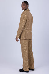 Barabas Wholesale Men's Geometric Polka Dots Pattern Notch Lapel Suit 5SU34 Rust