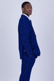 Barabas Wholesale Men's Geometric Polka Dots Pattern Notch Lapel Suit 5SU34 Royal