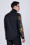 Barabas Wholesale Men's Sequins Pattern Double-Breasted Peak Lapel Suit 5SU37 Black Gold