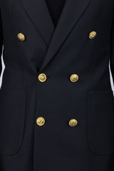 Barabas Wholesale Men's Sequins Pattern Double-Breasted Peak Lapel Suit 5SU37 Black Gold