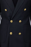 Barabas Wholesale Men's Sequins Pattern Double-Breasted Peak Lapel Suit 5SU37 Black Gold