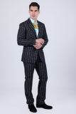 Barabas Wholesale Men's Geometric Rhinestone Pattern Notch Lapel Suit 5SU38 Black
