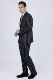 Barabas Wholesale Men's Geometric Rhinestone Pattern Notch Lapel Suit 5SU38 Black