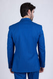Barabas Wholesale Men's Pinstripe Pattern Double-Breasted Peak Lapel Suit 5SU39 Royal
