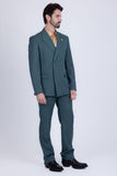 Barabas Wholesale Men's Pinstripe Pattern Double-Breasted Peak Lapel Suit 5SU39 Green