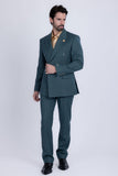 Barabas Wholesale Men's Pinstripe Pattern Double-Breasted Peak Lapel Suit 5SU39 Green