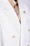 Barabas Wholesale Men's Pinstripe Pattern Double-Breasted Peak Lapel Suit 5SU39 White