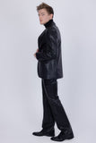 Barabas Wholesale Men's Faux Leather Solid Color Notch Lapel Suit 5SU41 Black