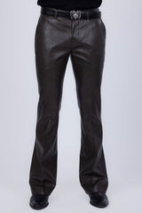 Barabas Wholesale Men's Faux Leather Solid Color Notch Lapel Suit 5SU41 Coffee