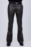 Barabas Wholesale Men's Faux Leather Solid Color Notch Lapel Suit 5SU41 Coffee