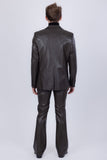 Barabas Wholesale Men's Faux Leather Solid Color Notch Lapel Suit 5SU41 Coffee