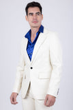 Barabas Wholesale Men's Faux Leather Solid Color Notch Lapel Suit 5SU41 Off White