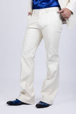 Barabas Wholesale Men's Faux Leather Solid Color Notch Lapel Suit 5SU41 Off White