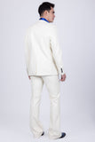 Barabas Wholesale Men's Faux Leather Solid Color Notch Lapel Suit 5SU41 Off White