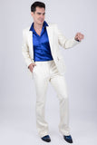Barabas Wholesale Men's Faux Leather Solid Color Notch Lapel Suit 5SU41 Off White