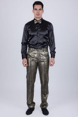 Barabas Wholesale Men's Shiny Geometric Slim Fit Pattern Notch Lapel Suit 5SU42 Black