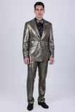 Barabas Wholesale Men's Shiny Geometric Slim Fit Pattern Notch Lapel Suit 5SU42 Black