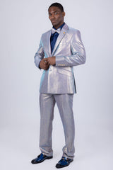 Barabas Wholesale Men's Shiny Geometric Slim Fit Pattern Notch Lapel Suit 5SU42 Lilac