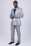 Barabas Wholesale Men's Shiny Geometric Slim Fit Pattern Notch Lapel Suit 5SU42 Lilac