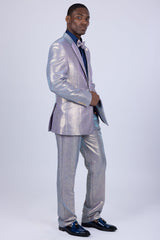 Barabas Wholesale Men's Shiny Geometric Slim Fit Pattern Notch Lapel Suit 5SU42 Lilac