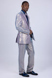 Barabas Wholesale Men's Shiny Geometric Slim Fit Pattern Notch Lapel Suit 5SU42 Lilac