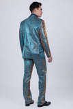 Barabas Wholesale Men's Shiny Geometric Slim Fit Pattern Notch Lapel Suit 5SU42 Multi